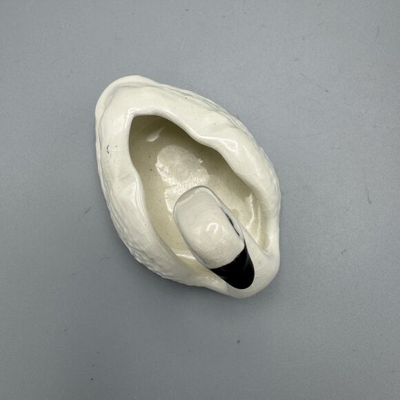 Vtg Small Swan Figurine Planter Black Beak '84 Stock Heaving Crazing 3" Birds - Picture 8 of 8